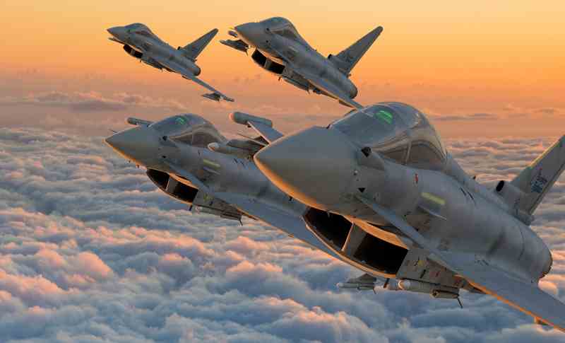 Szczecin,poland-february,2022:eurofighter,Typhoon,Formation,In,Flight