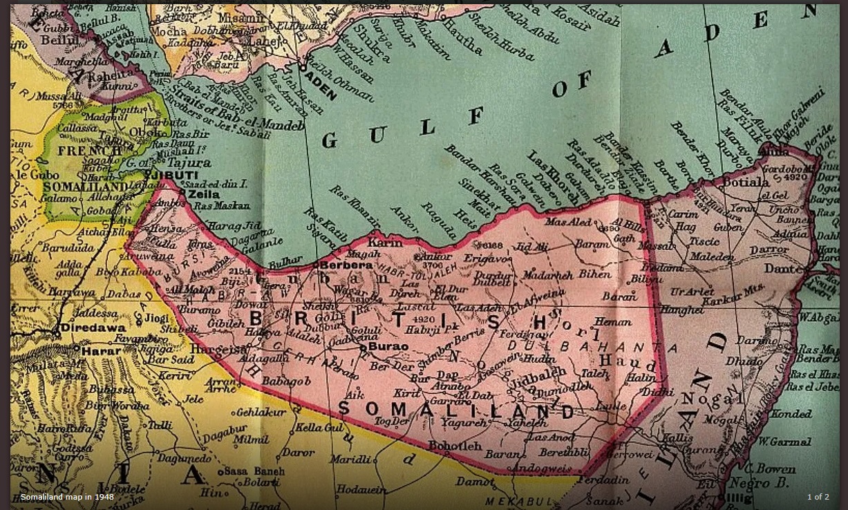 
Фото: скриншот Британска Сомалија 1948. године (https://saxafimedia.com/55th-nation-africa-rebirth-british-somaliland-protectorate/)