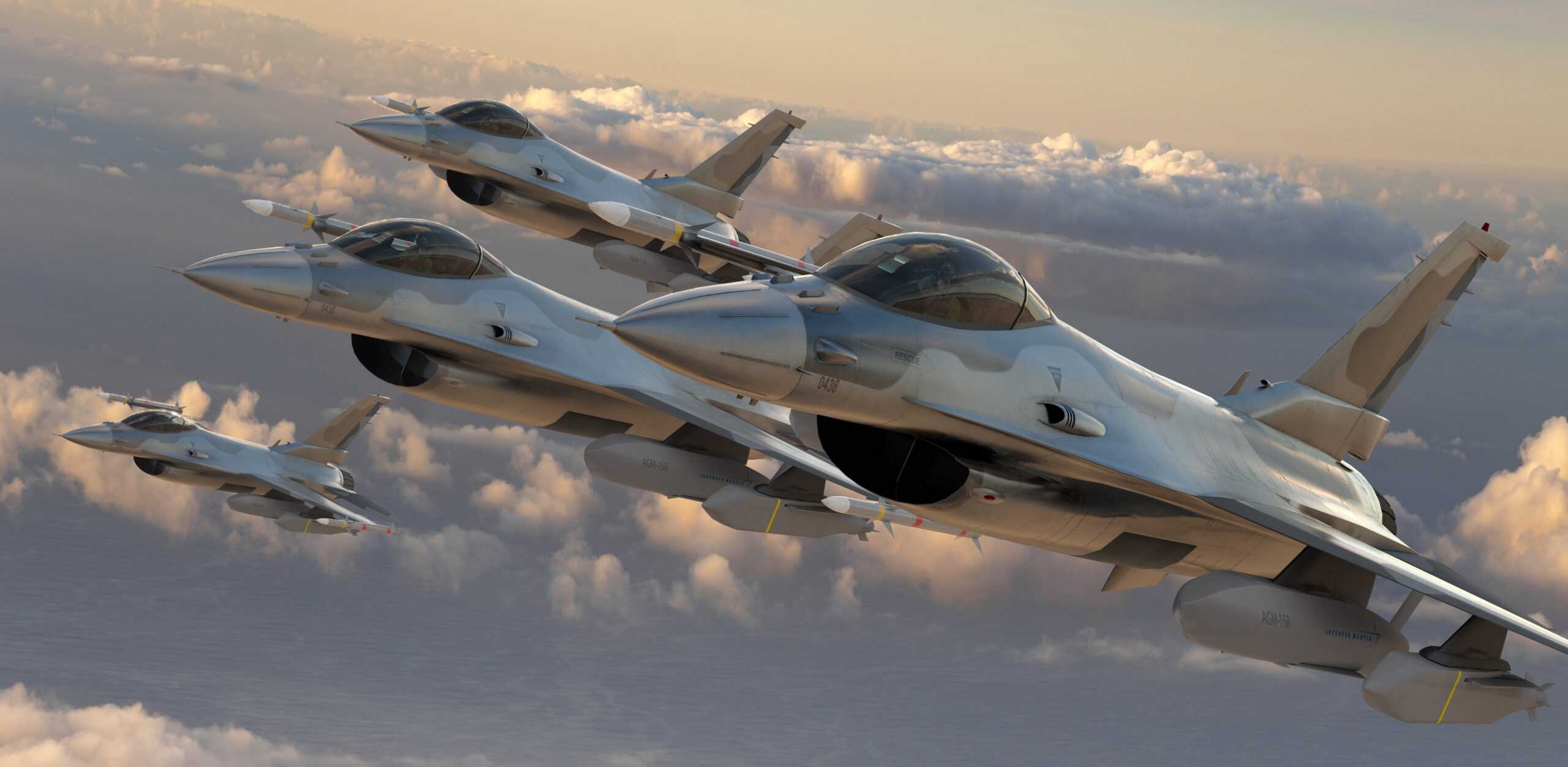 Szczecin,poland-february,2022:general,Dynamics,F-16,Fighting,Falcon,Armed,At,Standoff,Air-launched