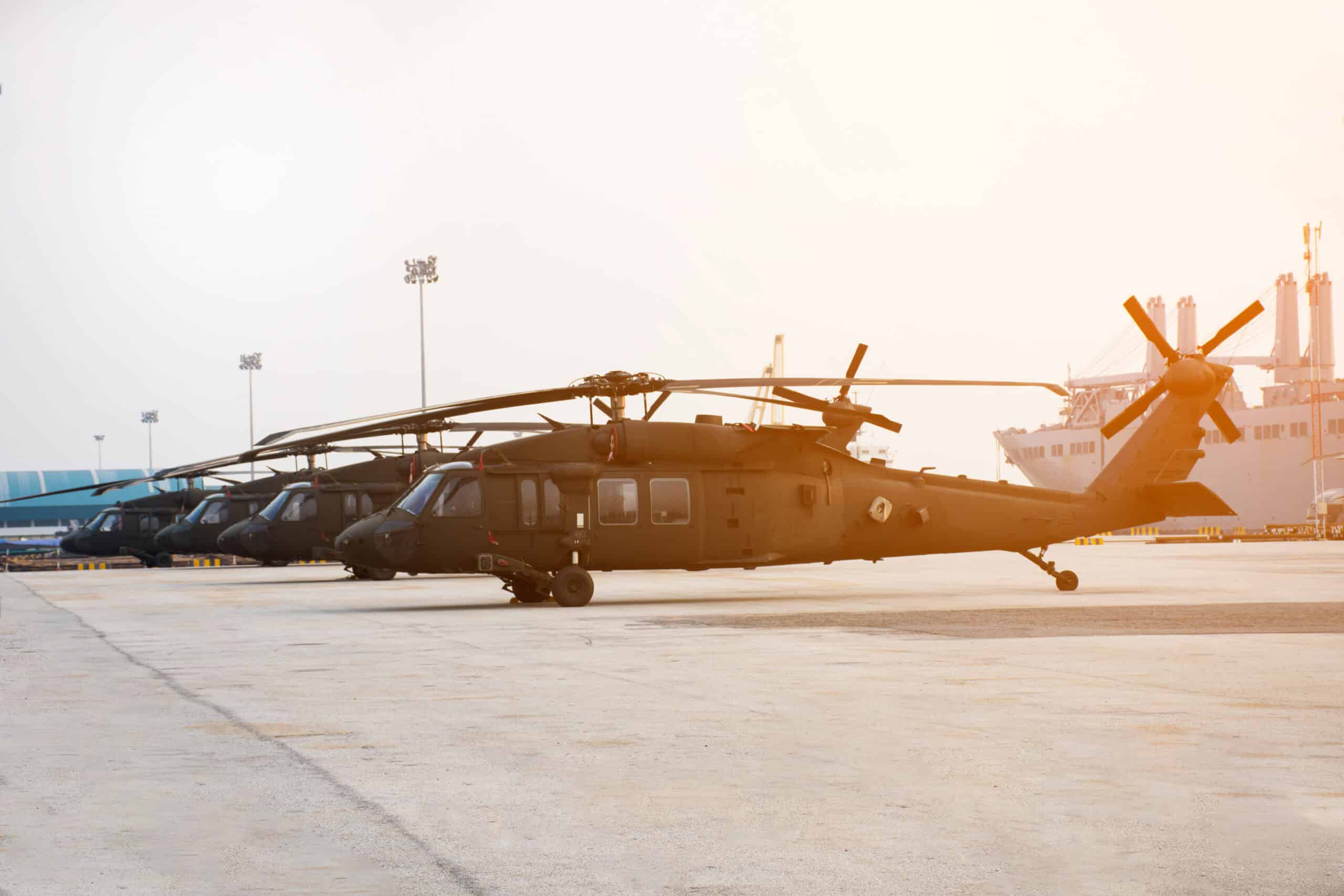 Military,American,Black,Hawk,Helicopter,On,Parking,Concept,Technology,Of