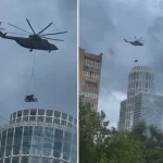 Ми-26 спустио Пантсир-СМД-Е на кров зграде у Москви