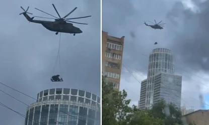 Ми-26 спустио Пантсир-СМД-Е на кров зграде у Москви